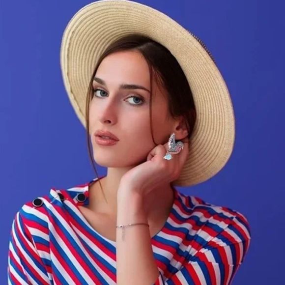 Crystal Hummingbird drop dangle tassel earrings. - Picture 13 of 13